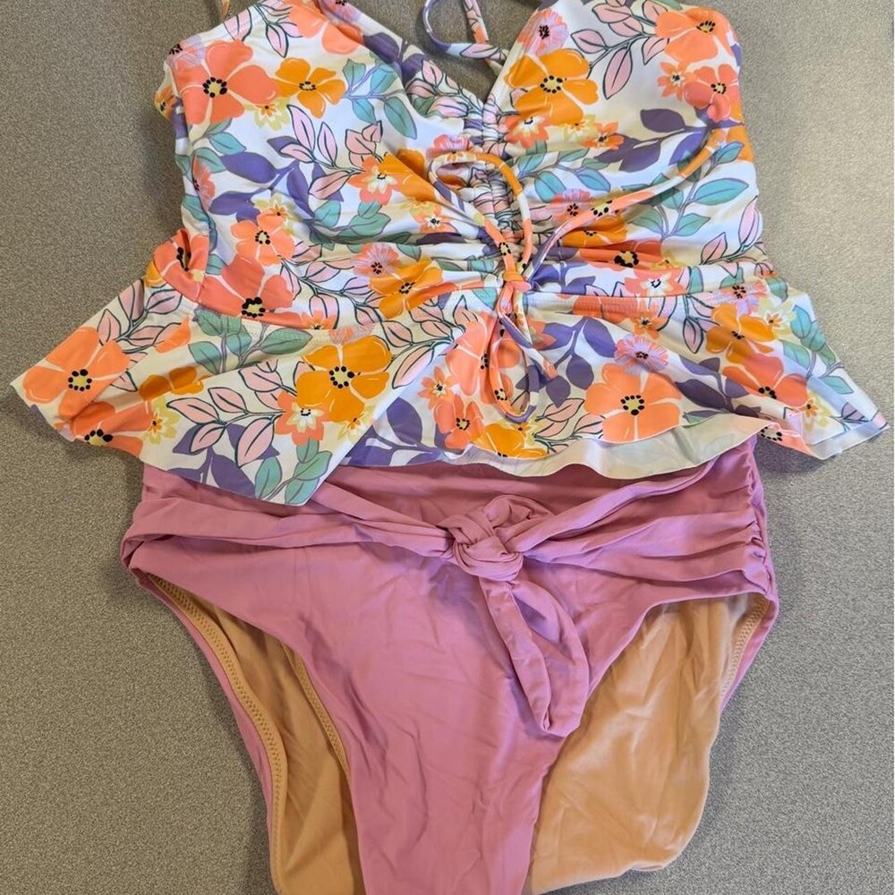 Ninety Nine women’s multicoloured floral two piece swimsuit Size M #swimwear #fl
